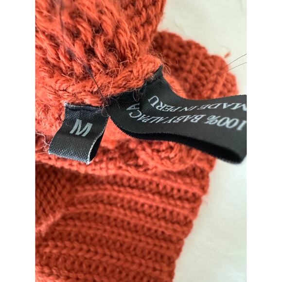 Alpaca Rust Cable Knit Turtleneck Sweater Chunky Soft Winter Knit - Picture 7 of 9